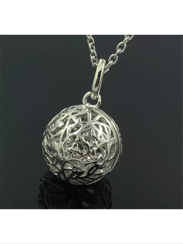 Silver ball diffuser aromatherapy necklace