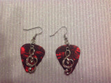 Guitar pic earrings with rhinestone charms