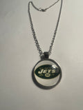 NY Jets football glass cabochon necklace