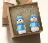 Polymer clay snowman earrings