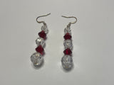 Red and clear beaded holiday earrings