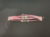 Justin Bieber pink leather style bracelet