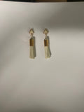 Beige Leather Tassel Fringe Earrings