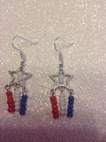 Red white and blue star earrings