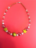 Red white and green star Christmas necklace