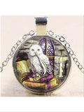 Owl glass cabochon necklace