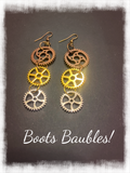 Steampunk gear  dangle earrings