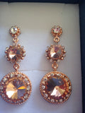 glass Austrian crystal earrings in rosetone