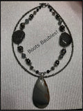 Jasper teardrop pendant beaded necklace