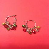 Christmas beaded bell hoop earrings