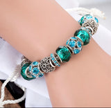 Green European style love heart flower charm bracelet