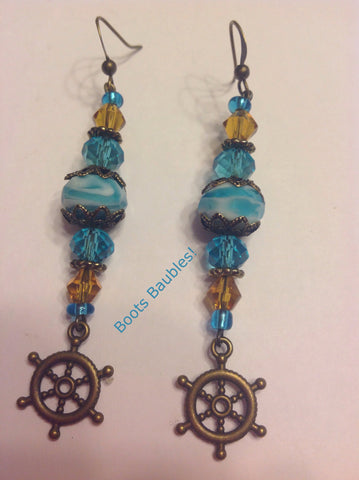 Ships wheel earrings