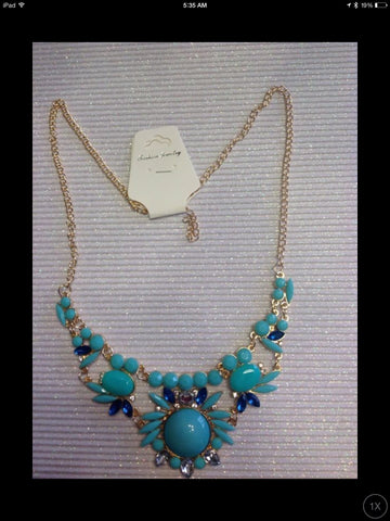 Teal rhinestone necklace