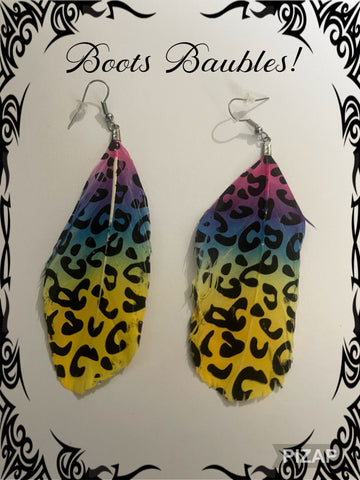 Multicolor Feather Earrings