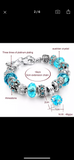 Blue crystal European style charm bracelet