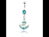 Rhinestone anchor belly navel ring