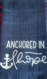 Anchored in hope kitchen towel