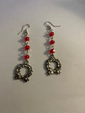 Red crystal wreath earrings