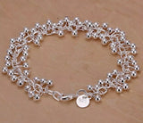 Silver ball grape cluster charm bracelet