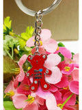 Rhinestone studded blue bear keychain