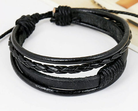 Black leather bracelet