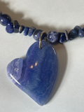 Blue lace agate heart pendant necklace