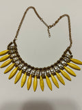 Yellow rhinestone fringe necklace