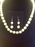 Silvertone pearl necklace and earrings