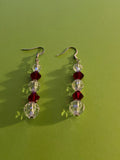 Burgundy and crystal earrings