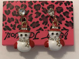 Betsey Johnson snowman rhinestone earrings