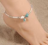 Starfish and seashell beaded anklet