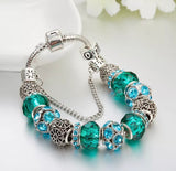 Green European style love heart flower charm bracelet