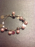 colored glass pearls and silver tone  beaded chain bracelet