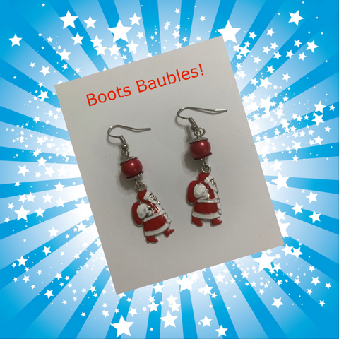 Santa clause pearl earrings