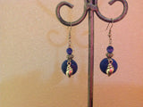 Dark blue and silver seashell earrings