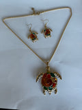 Multicolored turtle necklace and earrings