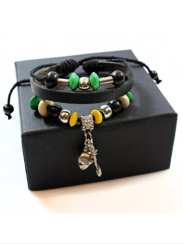 Helmet and sword leather bracelet