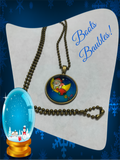 Santa clause glass cabochon necklace