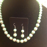 Silvertone pearl necklace and earrings