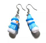 Polymer clay snowman earrings