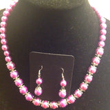 Silvertone pearl necklace and earrings