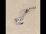 Rhinestone anchor belly navel ring