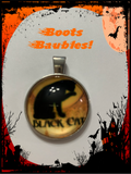 Black cat glass cabochon necklace