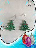 Rhinestone Christmas tree earrings