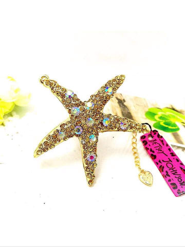 Large rhinestone starfish necklace