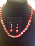 Silvertone pearl necklace and earrings