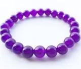 Purple amethyst beaded stretch bracelet