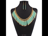 Bib style fringe necklace set