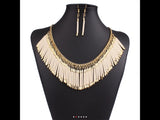 Bib style fringe necklace set