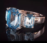 Blue cubic zirconia size 5 ring